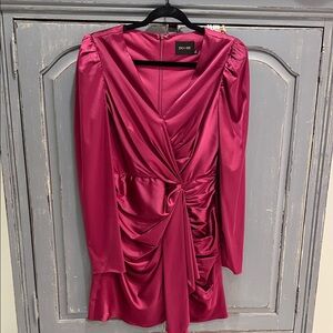 DO+BE Maroon Satin Long Sleeve Dress